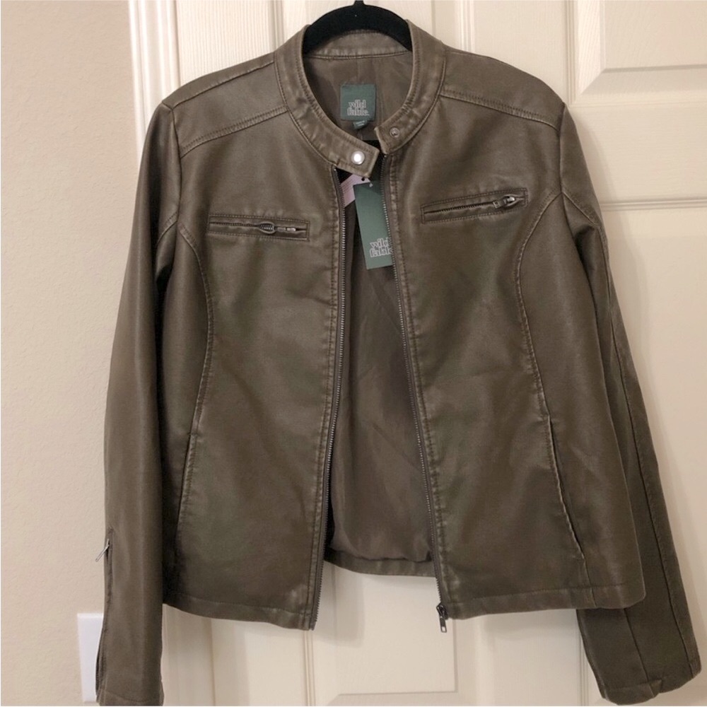 Wild fable Zip-Up Leather Racing Jacket